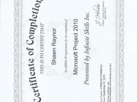 Certificate - MS Project 2010 Course